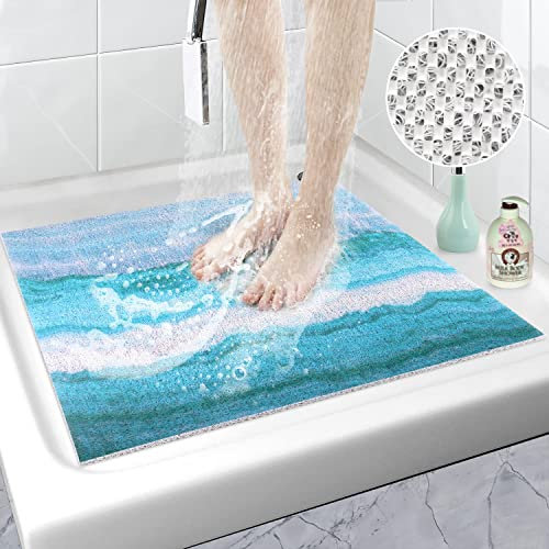 Duschmatte rutschfest 60 x 60 cm | Badewannenmatte Waschbar | Badematte Badewanne Anti-Schimmel | PVC Luffa Antirutschmatte Badewanne