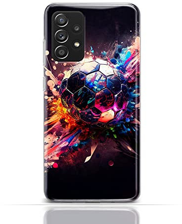 Hülle für Samsung Galaxy A51 Handyhülle Schutzhülle aus Silikon TPU Softcase mit Motiv 3488 Fußball Silber Farbenexplosion Pink Blau