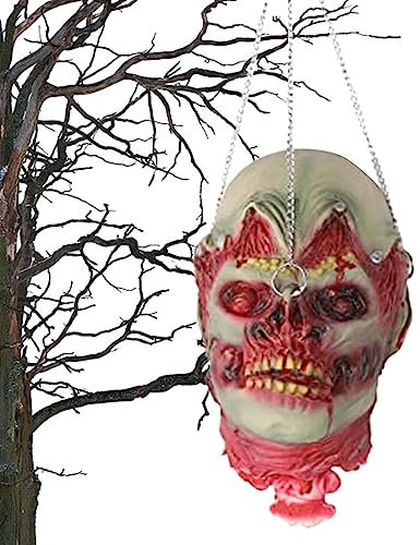 Fukamou Halloween Zombie Head Aus Latexmaterial | Horror Hängender Abgetrennter Kopf | Für Halloween-Dekoration | Spukhaus-Requisiten