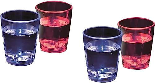Luna24 simply great ideas... LED Schnapsgläser aus Kunststoff, 2x2er Set mit Farbwechsel, Trinkgläser, Party, Gadget, Schnapsglas mit LED Feiern sie ihre Feste bunt!