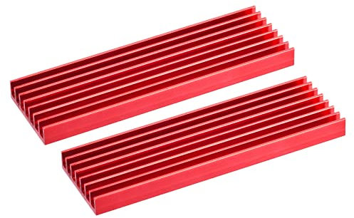 sourcing map 2 Paquet M.2 SSD Dissipateur Thermique Refroidisseur avec Thermique Coussin Alliage Aluminium Chauffage Évier réfrigération Évier pour Ordinateur Portable, 70X22X6mm, Rouge