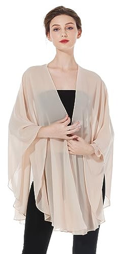 BEAUTELICATE Chiffon Schal Stola Bolero Damen Für Abendkleid Festlich Hochzeit Braut Frühling Sommer Jacke (Pfirsich,Einheitsgröße)