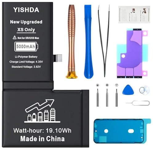 5000mAh Akku für iPhone XS, YISHDA High Capacity Battery Replacement für iPhone XS Modell A1920, A2097, A2098, A2100 New 0 Cycle Spare Battery mit Installationswerkzeug und Anleitung…