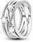 NARMO Anelli per le Donne 925 Anelli in Argento Sterling Linea intrecciata con Cubic Zirconia Anello di Dichiarazione Anello di fidanzamento Dimensione 17