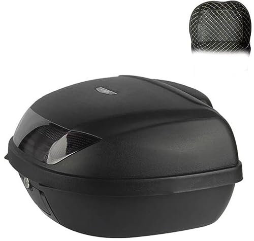 NILZA 52 Liter Motorradkoffer Universal Helmtasche Motorrad Topcase Rollerkoffer Helm Roller Koffer Kofferraum Motorad Aufbewahrungsbox Mit Montageteilen (Color : Black+Black Light+Back+Lining)