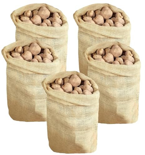 CYEER Paquete de 5 sacos de yute extra grandes de arpillera de 100 x 60 cm para almacenamiento, saco de arpillera adecuado para patatas y verduras