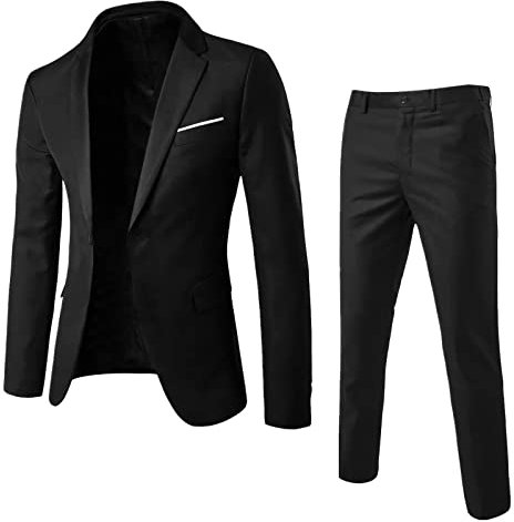 Vestito Uomo Elegante Completo - Slim Fit Abiti Cerimonia Uomo Elasticizzata con Tasche Chic Lapel Smoking Blazer per Matrimoni e Affari