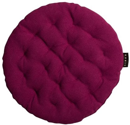 LINUM Pepper Elegantes Rundes Sitzkissen für Indoor und Outdoor Ø 37cm, 100% Baumwolle, Waschbar, Burgunderrot