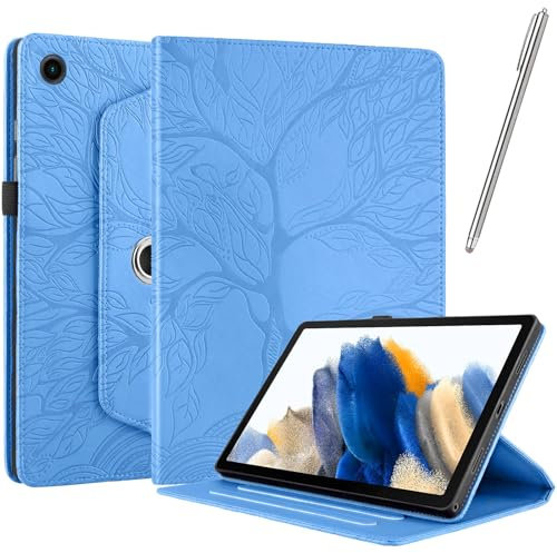 Netany Rotating Custodia per Lenovo M10 Plus Tablet 3Rd Gen 10.6 Pollice 2022 (Tb-125F/Tb-128F), con penna PU Pelle Flip Cover, Supporto Rotazione 360 Protettiva Cover [Auto Sveglia/Sonno] - Blu
