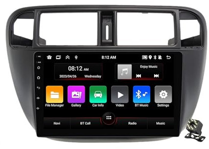 WeFloHsL 9 Estéreo Radio Coche Android 12 para Honda Civic EJ EK EM 1995-2001 Autoradio Navegación GPS con Carplay Android Auto BT GPS FM RDS WiFi Mandos del Volante+Cámara,M95s/2+32g
