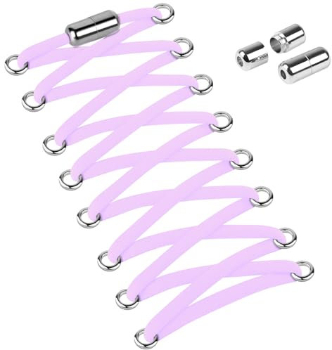 Widamin 2 paia di lacci elastici per adulti e bambini, senza legatura con capsule di metallo, lunghezza 100 cm, Viola X 2 paia