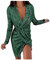 WEOPLKIN Pailettenkleider für Damen Sexy Kleid Damen Minikleid Partykleid Bodycon Elegant Kurzes Kleider Glitzerkleid Clubwear Damen Kleid Winter Grün XL