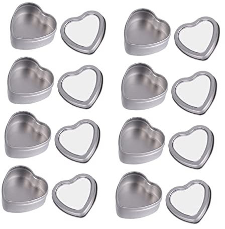 NUOBESTY 8er-box Blechdose Aus Metall in Herzform Bonbondose Kartonage Schokolade Schachtel Dose Herz Pralinenschachtel Blechdosen Herzförmige Leer Büchsen Weißblech Mit Deckel