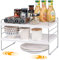Kitchen Cupboard Organiser Shelf, 2 Tier Expandable Plate Rack for Cupboard, Adjustable Height Kitchen Shelf Organiser for Plate, Spice,Tin, Shelves for Cupboards/Countertop/Office/Pantry/Bathroom
