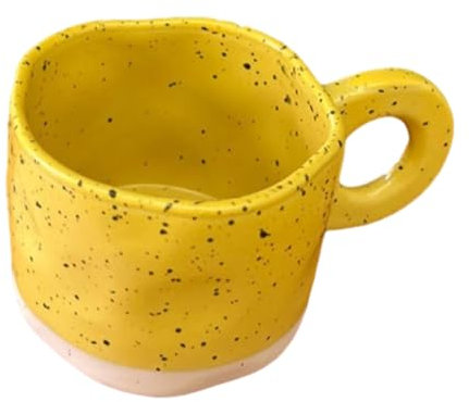 CAPIJIONG Tasse en céramique mouchetée irrégulière pour couple - 300 ml - Jaune moutarde