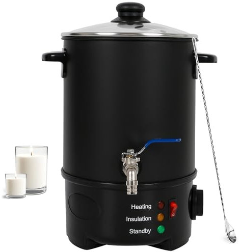 LIROPAU Fonditore di Cera per la Fabbricazione di Candele, Melter per La Creazione Di Candele 6L, Sciogli Cera Elettrico Per Candele con Beccuccio Controllo della Temperatura, per Varie Cere