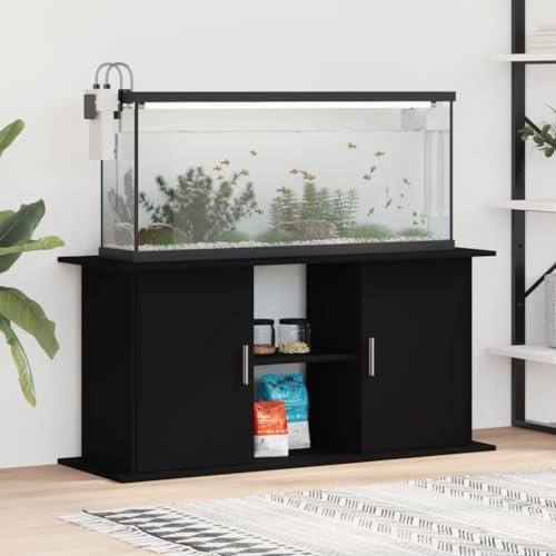 Homgoday Aquariumständer mit Fächer und Ablagen Aquarienschrank Aquarium Unterschrank Aquarium Tisch Aquarienunterschrank Terrarium Schrank Schwarz 121x41x58 cm Holzwerkstoff