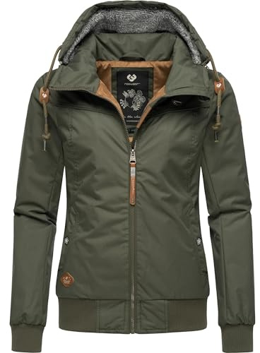 Ragwear Damen warme Winterjacke mit Abnehmbarer Kapuze Jotty Winter Intl Dark Olive24 Gr. S