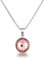 Schöner-SD Anhänger Kristall rund Halskette 925 Silber Vintage-Rose rosa