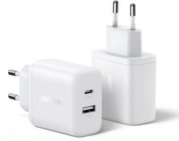 UGREEN 2Pcs 20W Chargeur USB C Rapide 2 Ports GaN Prise Secteur PD3.0 QC3.0 Compatible avec iPhone 16 Plus Pro Max 15 14 13 12 11 Pixel 9 8 Pro XL 7a Galaxy S25 Plus Ultra S24 A56 A16 A06 iPad