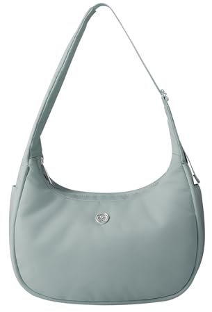 Babysun Mini-Umhängetasche für Damen, Nylon, Halbmondtasche, 4 l, Unterarm-Umhängetasche, Damen-Schulterhandtaschen, kleine Tragetasche, Green-Gary-4L