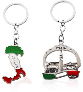 CHSZSH Llaveros Italianos De 2 Piezas, Llaveros De Metal, Colgantes De Llaves Territoriales, Recuerdos De Viajes Italianos, Colgantes De Regalo Creativos, Dijes De Llaveros