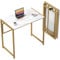 GreenForest Escritorio Plegable sin Montaje, 80 cm Escritorio de Pequeño Espacio, Ahorrar Espacio Escritorio de Computadora Doméstico, Dorado