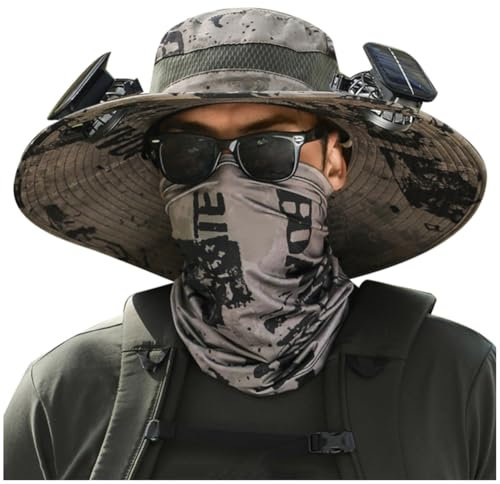 MOLERRI Solar Fan Hat Outdoor Fishing Hat Fan Solar Charging Big Wind Summer Sunblock Hat Male Visor Fisherman Hat B