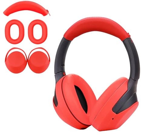 Aiivioll WH-1000XM4 3 Set Case Cover for Sony WH-1000XM3 Headphones,1000XM4 EarPad Cover/Ear Cover/Headband Cover/Headband Cushion Protector,Sweat Proof Soft Silicone Headphones Accessories(Red)