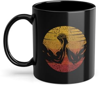 Taza de café retro con diseño de entrenador de ejercicios, color negro (05932C)