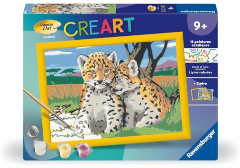 Ravensburger - CreArt Kids 18x24 cm - Numéro d'art - Petits léopards - Kit de Peinture par numéros - Dès 9 Ans - 25832