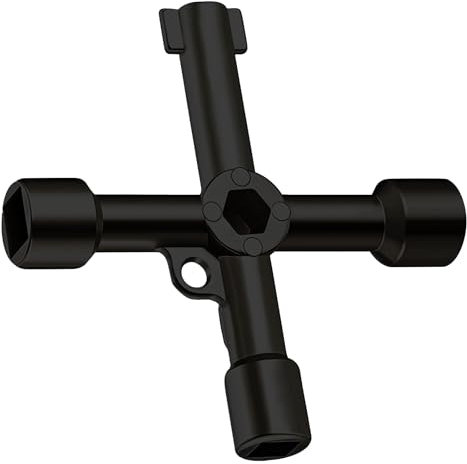 4 Wege Multifunktionsschlüssel,Multifunktionale Schaltschrankschlüssel, Universal 4 Wege Schlüssel,Multifunktionale Cross Key Schaltschrank Schlüssel,für Elektrische Wasser Gas Meter Box,Schwarz