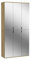 furnling Garderobenschrank Professor, Flurschrank, 6 Spiegeltüren, Glasfront, Aufbewahrungsschrank, Garderobenmöbel, 91 cm breit, Artisan Eiche