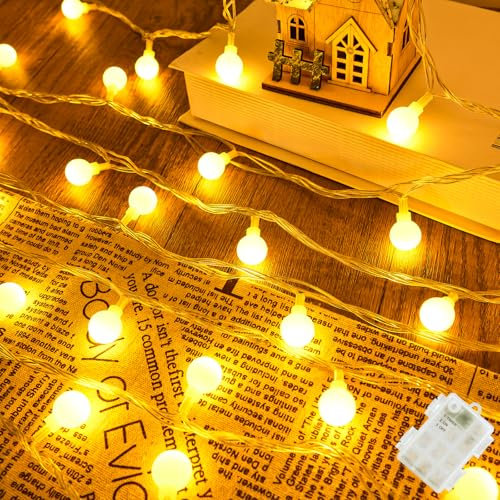 Isisyu Lichterkette mit Batterie, 3M Warmweiß Globe, 20er Kugeln, 3 Modi, Timer und Wasserdicht für Party, Garten, Hochzeit