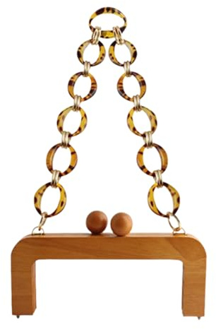 Cierre De Beso De Bola Grande De Madera, Asas Cuadrado De Madera Hechas a Mano, Cierres De Marco Para Bolso, Mango De Madera Para Bolsa Con Cadena Para Bolsas Pequeñas DIY