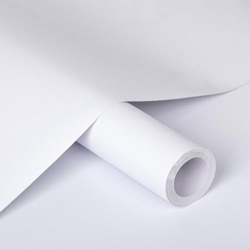 Honcet White Sticky Back Plastic 40x300cm- Vinyl Wrap for Furniture Kitchen - White Self Adhesive Wallpaper Vinyl Worktop - Contact Paper for Shelves Cupboards Matt