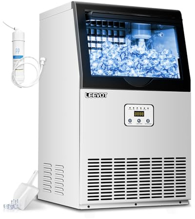 Elektrische Eismaschine, 27 kg/24 h, kleine Eiswürfel, selbstreinigend, Eismaschine für Bar, doppelte Wasserversorgung, Timer, Eis für Getränke, kompakt für zu Hause, 220 V