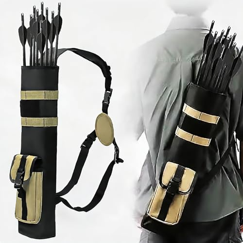 ZSHJGJR Rückenköcher Back Pack Traditional Köcher für Pfeile Bogenschießen Rückenpfeil Köcher für Recurve/Compound Bogen Jagd Zielübungen für Jugendliche und Erwachsene