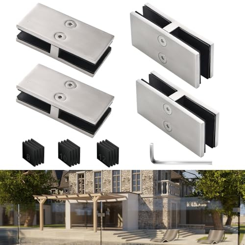 Geländer-Glasklemmen, 4 Stück, 304 SS, passend für 0,8 cm - 1,3 cm Glasdicke