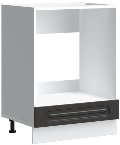 Tomostar Armoire à Four, Meuble pour Four Meuble Bas de Cuisine Kalmar Noir Bois d'ingénierie 60x46x81,5 cm