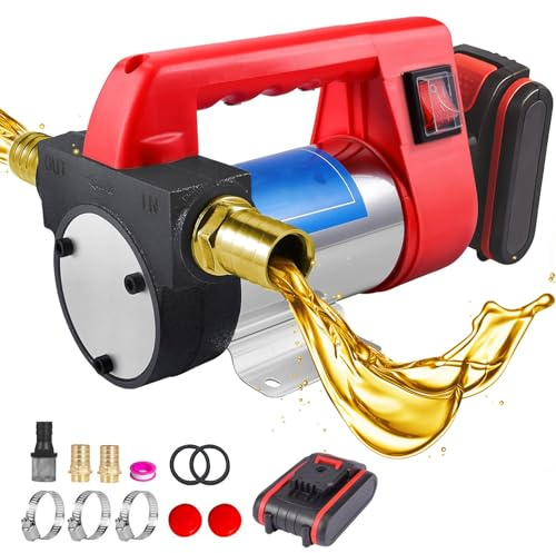 YUZINO 24V 260W Kraftstoffpumpe, 4200rpm 45-50L Dieselpumpe Mit 1500mah Akku, Elektrische Tragbare Kraftstoffpumpe Benzinpumpe Elektrisch FüR Diesel, Kerosin