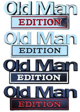 4 Stück old man edition emblem,Old Man Edition Auto-Emblem, Autoaufkleber Für Männer, 3D-Metall-Aufkleber, Lustige Edition Stoßstangenaufkleber Für Auto, LKW, Seite Oder Heckklappe, Kofferraum Körper