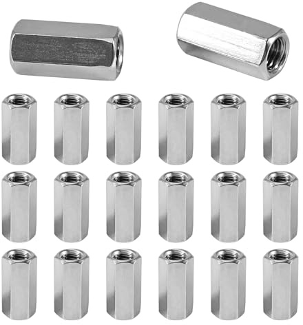 20 Stück M8x24mm Langmutter, Sechskant Verbindungsmuttern Verzinkt Stahl