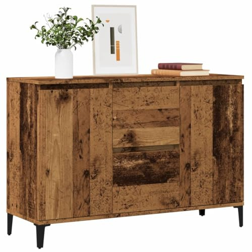 KTHLBRH Anrichte aus Holz in Antiktechnik, robust, mit Schubladen und Türen zur Aufbewahrung, 102 x 35 x 70 cm