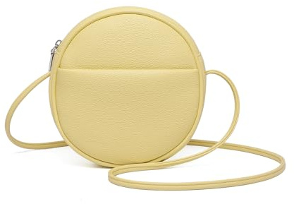 YONBEN Kleine Umhängetasche Damen Crossbody Clutch | Runde Form mit Reißverschluss und verstellbarem Knoten-Gurt – leicht für Alltag, Party, Abend und als Geschenk.