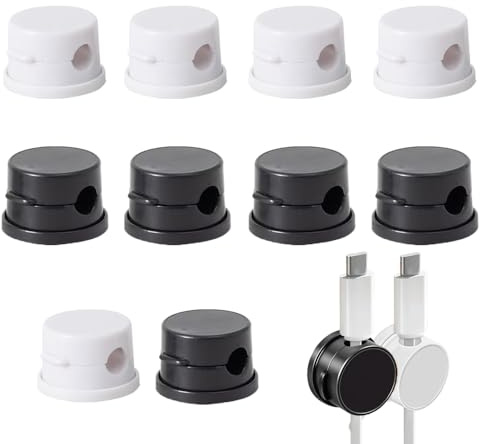 Lxtness 10 Stück Kabelhalter Kabelclips, Magnetische Selbstklebende | Kabel Organizer, Einhandbedienung, Kabelmanagement für USB Ladekabel Netzkabel Audiokabel, Kompatibel mit Kabel bis zu 7 mm