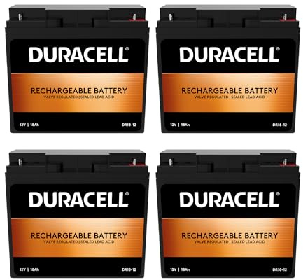 Duracell Original DR18-12 Valve Regulated Lead Battery (4 Pack) - 12V | 18Ah - Replaces GP12170 | FG21803 | LC-XD1217PG | NP17-12 | NP18-12 | Y17-12
