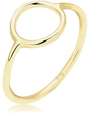 Elli PREMIUM Ring Damen Kreis Cut-Out Motiv Basic aus 375 Gelbgold