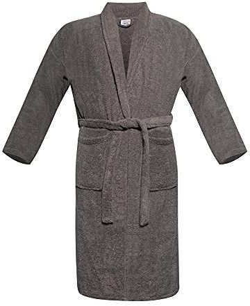 A & B TRADERS 100% Egyptian Cotton Bath Robe Terry Towelling Robe Dressing Gown Luxury and Super Soft Womens Nightwear Mens House Gown (Grey)