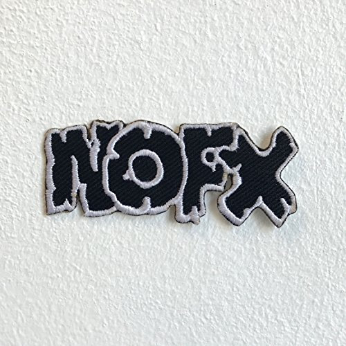 NOFX-Bügelbild zum Aufnähen, Motiv der Rockmusik-Band NOFX, bestickt, schwarz